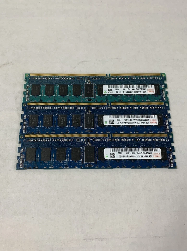 Hynix 12GB Kit 3x4GB 1Rx4 PC3L-10600R-9-12-C2 HMT351R7CFR4A-H9 T8 AD Server Ram - Image 4 of 4