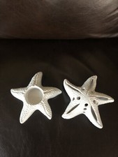 Starfish Tea Light Candle Holders Iridescent White Opalescence Embossed Texture