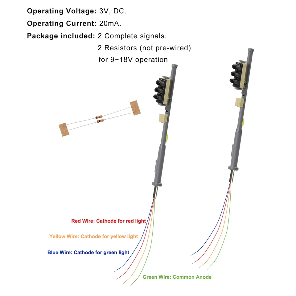Evemodel 2pcs N Scale Traffic Signal Red Yellow Green Block Signal Lights - Image 2 of 4
