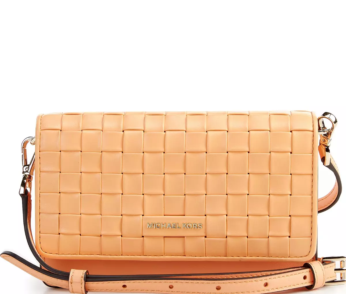 NWT 🍑 Michael Kors Jet Set Charm Small Phone Woven Leather