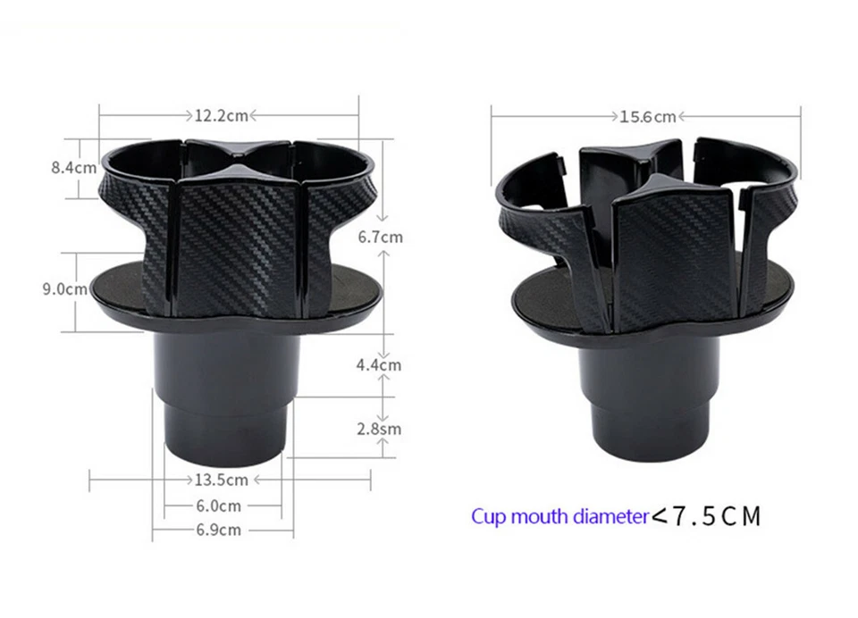 Soporte para taza de café de coche con aspecto de fibra de carbono consola soporte para beber botella Foto 4 de 4