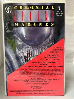 Aliens Colonial Marines #1 1st print COA SIGNED BY TONY AKINS & P GUINAN MINT/NM