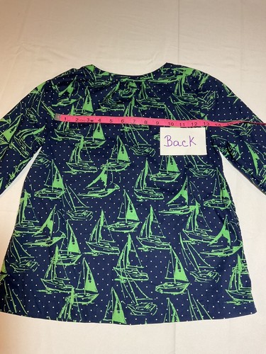 Gap Girls Size XL 12 Navy Blue with Green Boats Lightweight Blouse Beach Summer - Picture 9 of 9