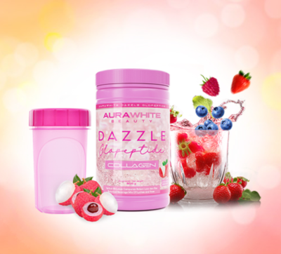 Poudre De Collagène AuraWhite Dazzle Glopeptide Avec Astaxanthine - 800g - Soin éclaircissant Et Anti-âge