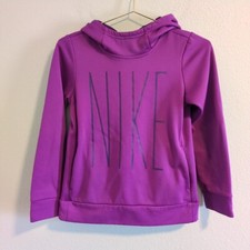 Nike Girls' M Medium Dri-Fit Fuschia Purple Spell Out Hooded Sweatshirt