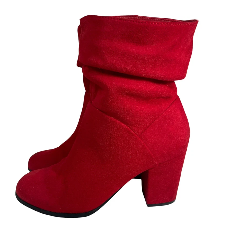 Material Girl Midory Botines Slouch Para Mujer Talla 9M Rojo 3" Tacón Bloque Foto 2 de 4