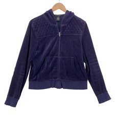 89th  Madison Women Purple Cotton Long Sleeve Full Zip Hooded Sweatshirt Size M