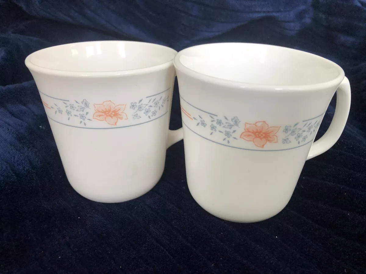 Vintage Corning Ware Corelle apricot grooves Coffee Tea Cups Set of 2