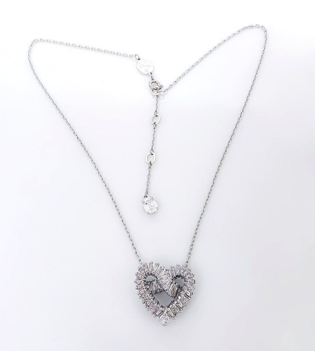 NEW 100% SWAROVSKI Rhodium White Sparkle Crystal Heart