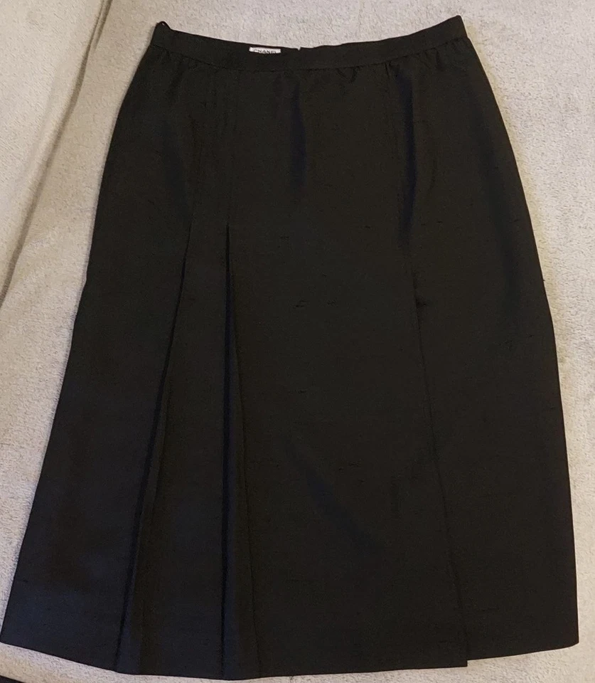 Falda vintage Chanel para mujer - 100 % seda, negra, talla 40 Foto 2 de 4