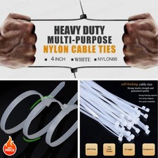 200Pcs Cable Ties Heavy Duty 4" 14"white Nylon Wrap Wire Zip UV Resistant UL