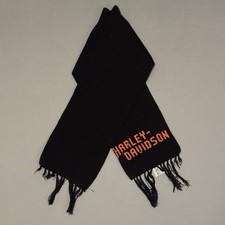 Licensed Harley- Davidson Acrylic Scarf Black Orange made in USA Vintage 50x8”