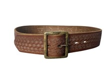 HTC Hollywood Trading Co Vintage Brown Leather Basket Weave Glad Hands Size 32