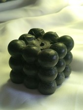 Black Sculpted Bubbles Cube Candle Handmade Sphere Cluster Home Decor Piece Used