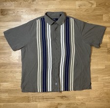 Nat Nast 100 Silk Shirt Mens XL American Fit Vertical Stripe Bowling Camp