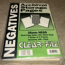 Clear File Archival 35mm Negative Saver 7 Strips of 5 100 Pages FREE SHIPPING