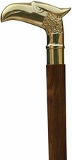 Vintage Solid Brass Eagle Head Walking Cane Victorian Wooden Stick Antique Style