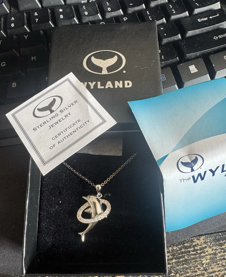925 Sterling Silver Wyland, Dolphin Pendant & Chain Necklace New Original Box - Image 2 of 4