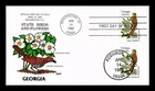 DR JIM STAMPS US COVER GEORGIA STATE BIRD FLOWER FDC COLLINS HAND PAINTED
