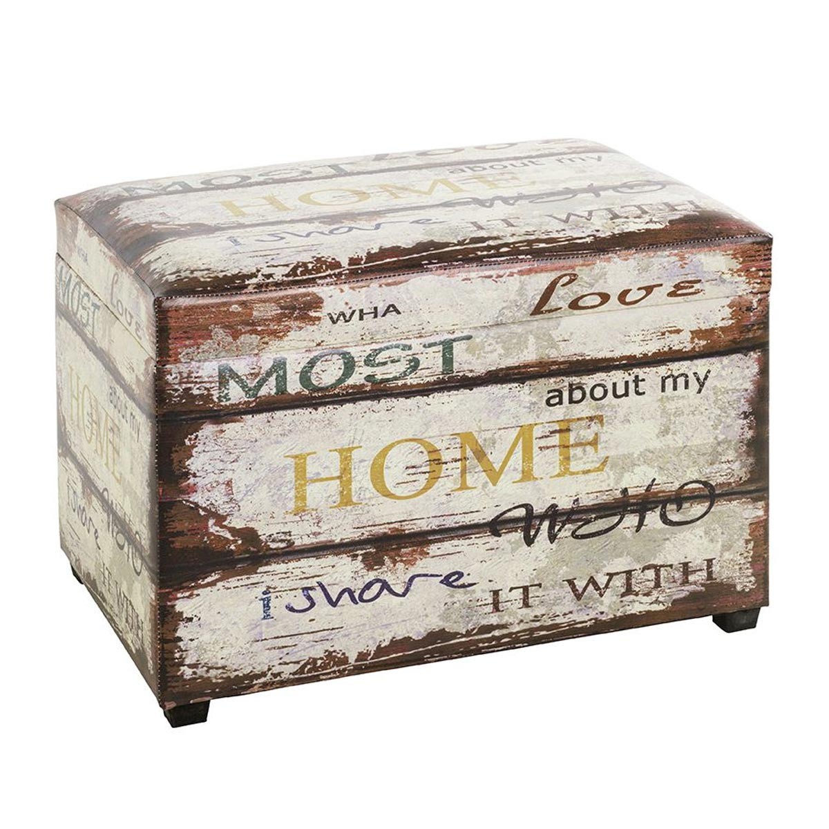Banc coffre de rangement vintage Timmy multicolore de 58cm pour salon rétro