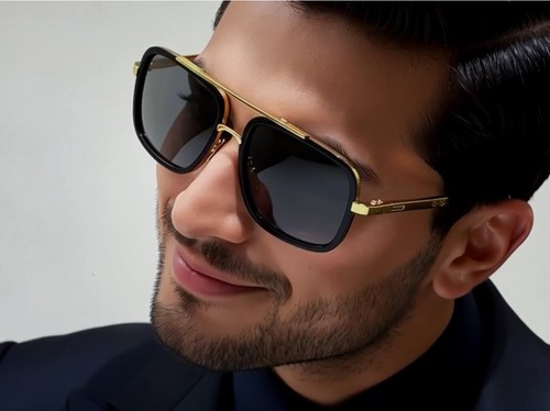 Men Fashion Sunglasses Oversized Square Gold Flat Top Frame Hip Hop Fancy Black - Afbeelding 58 van 76