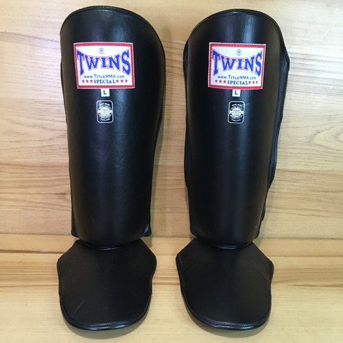 Twins Special Shin Guards Large Muay Thai Kickboxing MMA Training Black Spar