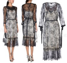 MARC JACOBS DRESS EMBELLISHED SEQUINED BLACK LACE MIDI $985 sz 4