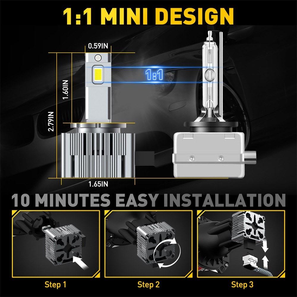 AUXITO D3R/D3S/D3C 20000LM 200W LED Headlights 6000K HID Xenon Replace Bulbs 2PC