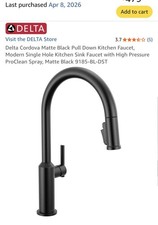 Delta Cordova Matte Black Pull-Down High Arc Kitchen Faucet Single-Hole 9185