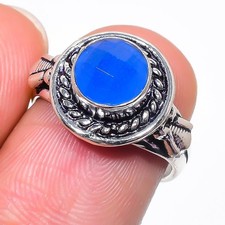 Blue Chalcedony Gemstone Handmade 925 Sterling Silver All Size Ring For Gift