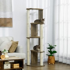 65" Corner Modern Cat Tree Tall for Climbing with Scratching Posts