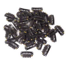 50PCS 6-Teeth Black U-Shape Snap Clips for Hair Extensions - 2.8Cm/1.1Inch Blac