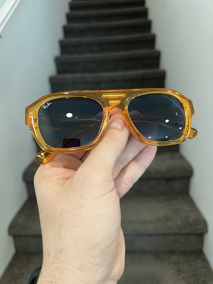 NUEVO Marco Transparente Ray-Ban CORRIGAN BIO-BASED RB4397 54-20 - Amarillo/Naranja  Foto 3 de 4