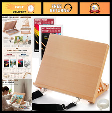 16.5"x12" Beechwood Tabletop Easel with Paint  Sketch Papers, Masking Tape