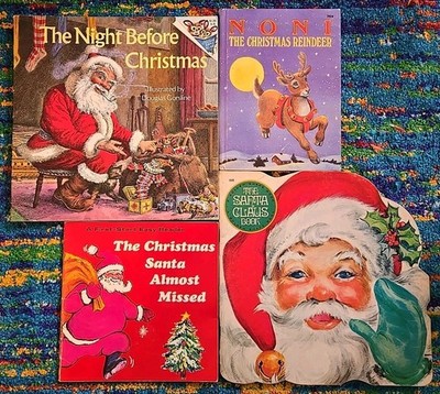 VTG 70s Santa Xmas Childrens Book Lot 'Noni the Christmas Reindeer' 'The Night B