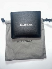Balenciaga Monogram Wallet Calf Leather Black Spell Out Bifold Card Holder Case