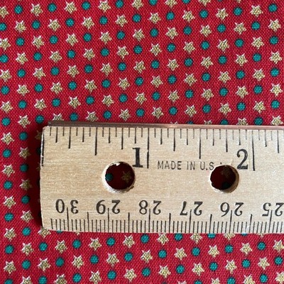 1 YD Vintage Micro Print Christmas Fabric Red Cotton Joan Kessler