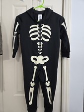 Disney Store Glow in the Dark Skeleton Bodysuit Jumper Costume Halloween YTH 4