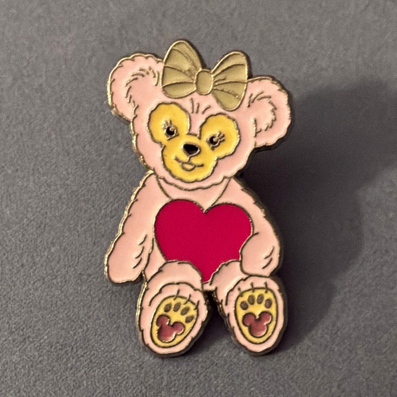 Disney Single Pin Valentine's Day Pink Teddy Bear Bow Holding Heart