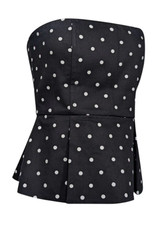 ALICE + OLIVIA BLACK WHITE POLKA DOT STRAPLESS PEPLUM TOP WOMEN’S SIZE 8