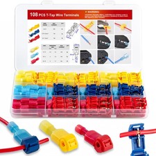 108 Pcs T-Tap Wire Connectors Kit Quick Splice Self-Stripping Wire Terminals