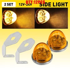 Amber LED Watermelon Side Marker Clearance Lamps with L Bracket 4-40X