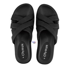 CityWalk Pantolette Sommerliche Plateau-Sandale in Schwarz G18-38