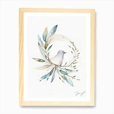Peace Dove And Olive 1 Branch Symbo Framed Wall Art Poster Canvas Print Picture