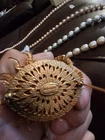 Miriam Haskell Vintage Gold Tone Flower Brooch with Baroque Faux Pearls
