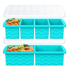 Silicone Freezer Trays with Lid for Soup, 1-Cup 2-Cup Large Ice Cube Molds Foo
