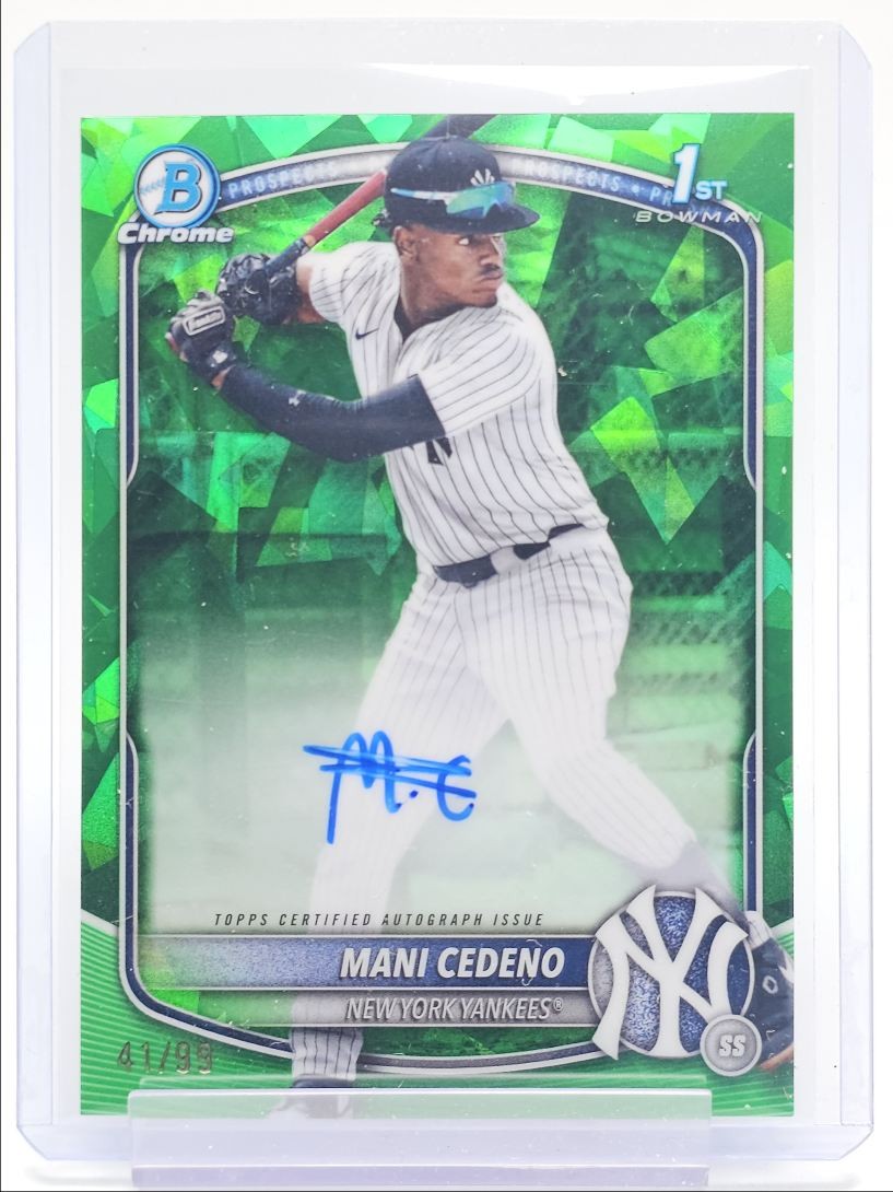 MANI CEDENO 2025 BOWMAN CHROME 1ST SAPPHIRE GREEN AUTO /99 Q3599