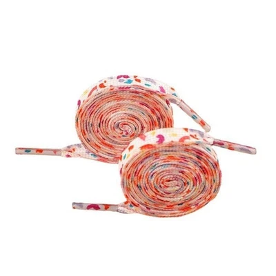 2 Paar Leopardenmuster Schnürsenkel, Weiß Rot, 120cm - Bild 1 von 4