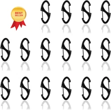 Mini Carabiner Clips, Double-Sided Spring Small 1.2 x 0.5", black 18pcs 