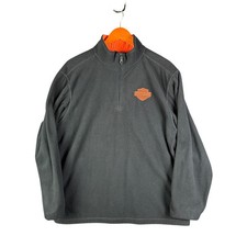 Harley Davidson 1/2 Half Zip Fleece Pullover Sweatshirt Black Orange Mens Large
